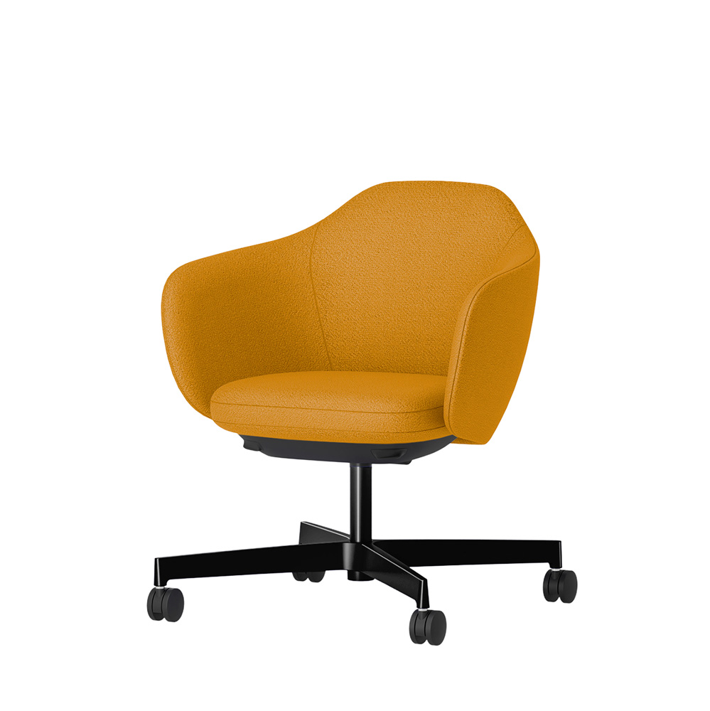 BIWA NST4KEM-F510 low-type  (ロータイプ ) 4本昇降脚 TS / Fabric ( Kvadrat - Saxiion ) ナイロン双輪キャスター [ Leg: GT1/ Gloss Black T | Seat : 447 ]