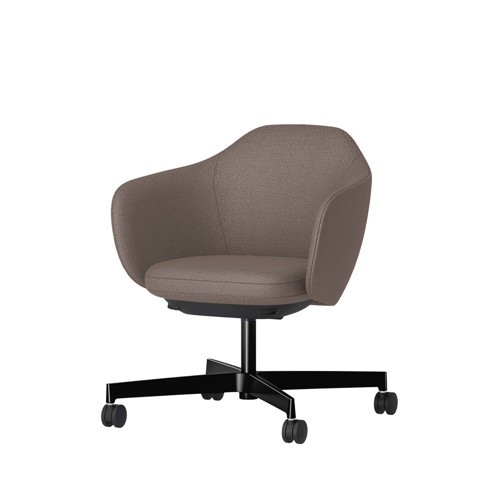 BIWA NST4KEM-F522 low-type  (ロータイプ ) 4本昇降脚 TS / Fabric ( Kvadrat - Saxiion ) ナイロン双輪キャスター [ Leg: GT1/ Gloss Black T | Seat : 367 ]