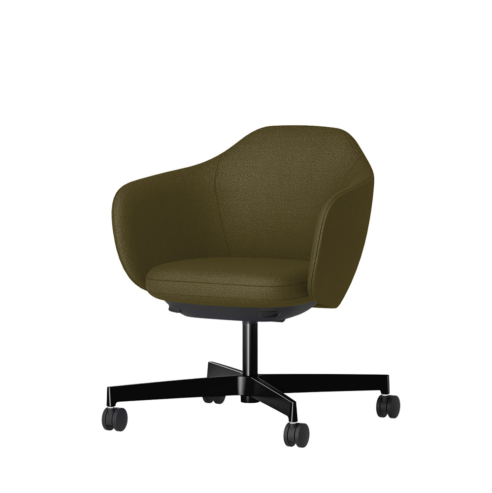 BIWA NST4KEM-F512 low-type  (ロータイプ ) 4本昇降脚 TS / Fabric ( Kvadrat - Saxiion ) ナイロン双輪キャスター [ Leg: GT1/ Gloss Black T | Seat : 987 ]