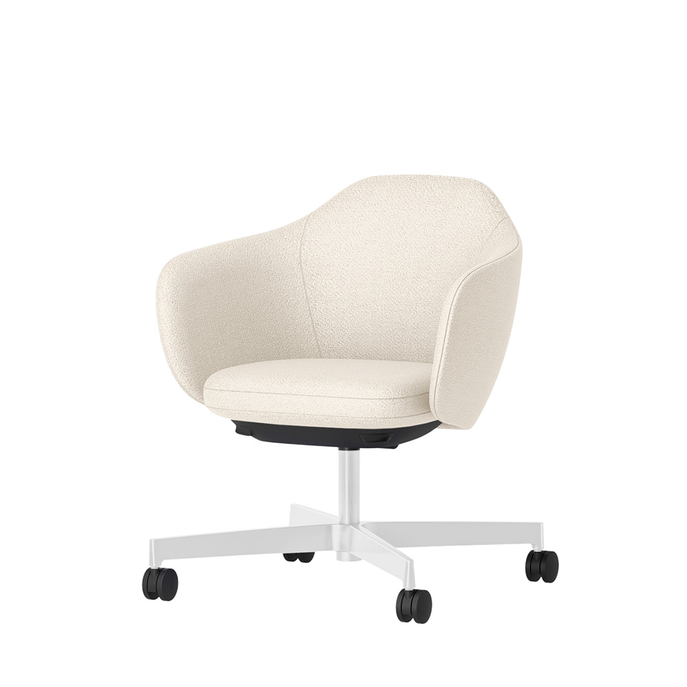 BIWA NST4KE-W227 low-type  (ロータイプ ) 4本昇降脚 TS / Fabric ( Kvadrat - Saxiion ) ナイロン双輪キャスター [ Leg: GT9/ Gloss White T | Seat : 107 ]