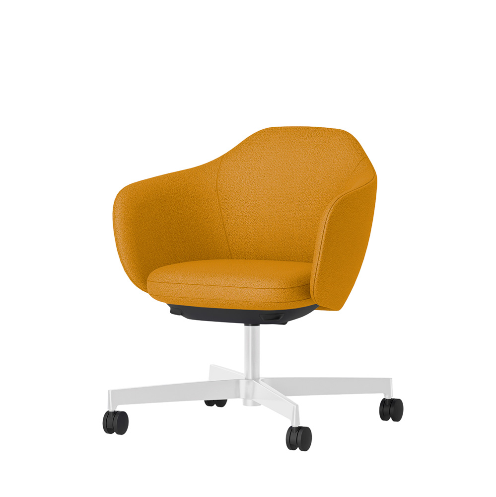 BIWA NST4KEM-W210 low-type  (ロータイプ ) 4本昇降脚 TS / Fabric ( Kvadrat - Saxiion ) ナイロン双輪キャスター [ Leg: GT9/ Gloss White T | Seat : 447 ]