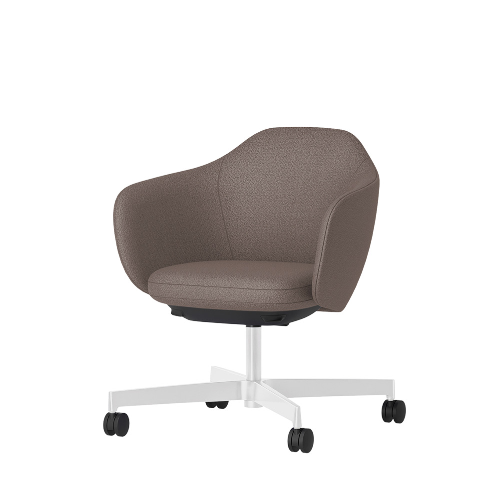 BIWA NST4KEM-W222 low-type  (ロータイプ ) 4本昇降脚 TS / Fabric ( Kvadrat - Saxiion ) ナイロン双輪キャスター [ Leg: GT9/ Gloss White T | Seat : 367 ]