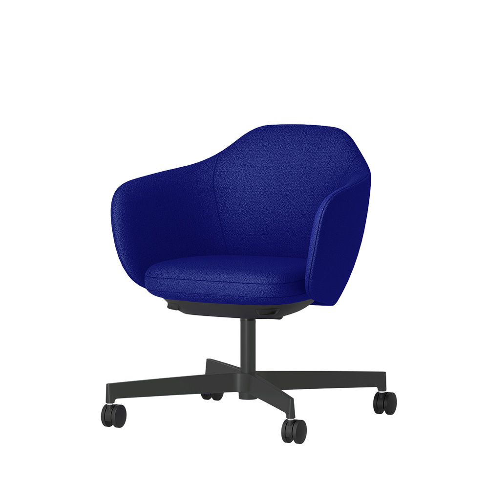 BIWA NST4CM-GV3C5 low-type  (ロータイプ ) 4本昇降脚 TS / Fabric ( Kvadrat - Saxiion ) ナイロン双輪キャスター [ Leg: W2/ Satin Off blacjk W | Seat : 757 ]
