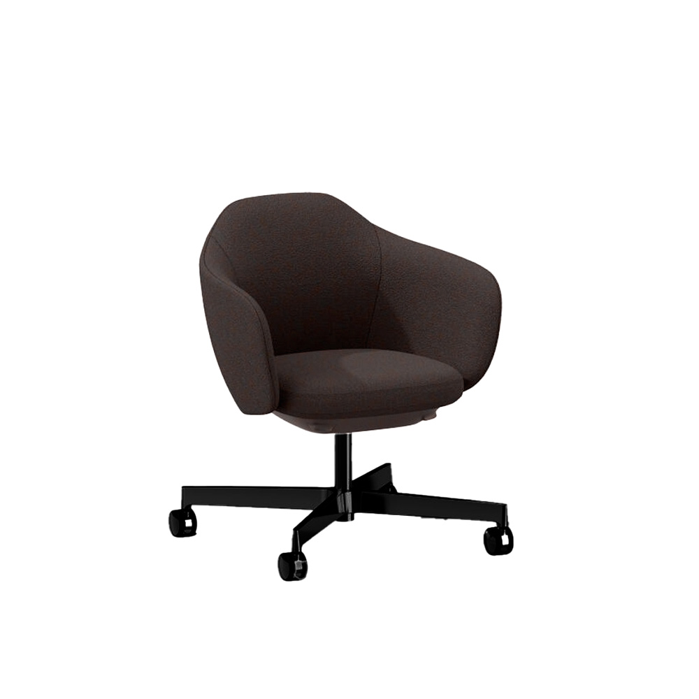 BIWA NST4CM-GT1H8 low-type  (ロータイプ ) 4本昇降脚 TS / Fabric ( Kvadrat - Saxiion ) ナイロン双輪キャスター [ Leg: W2/ Satin Off blacjk W | Seat : 397 ]