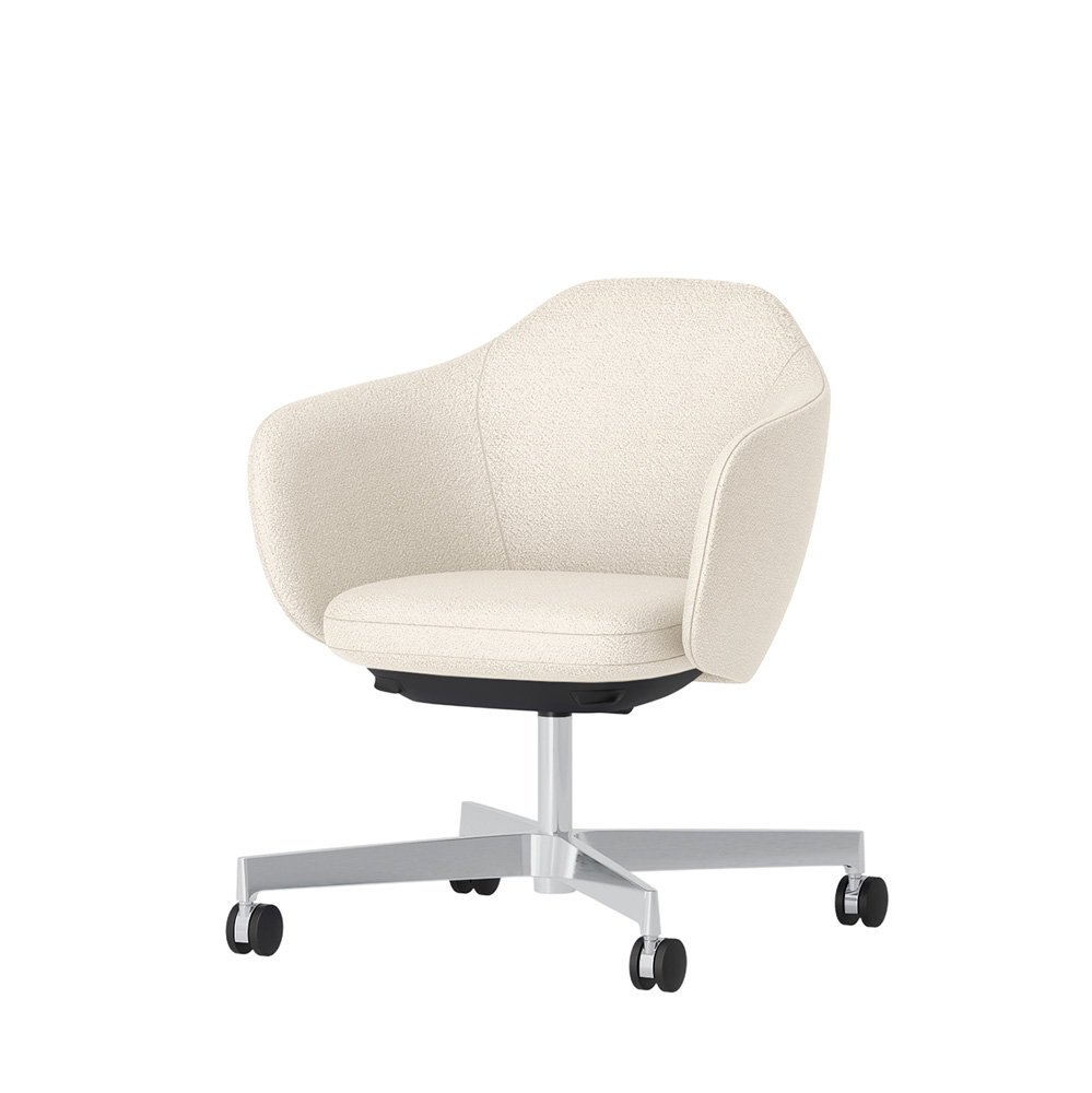 BIWA NST4KE-GV327 low-type  (ロータイプ ) 4本昇降脚 TS / Fabric ( Kvadrat - Saxiion ) ナイロン双輪キャスター [ Leg: Z9/ Aliminium Mirror | Seat : 107 ]