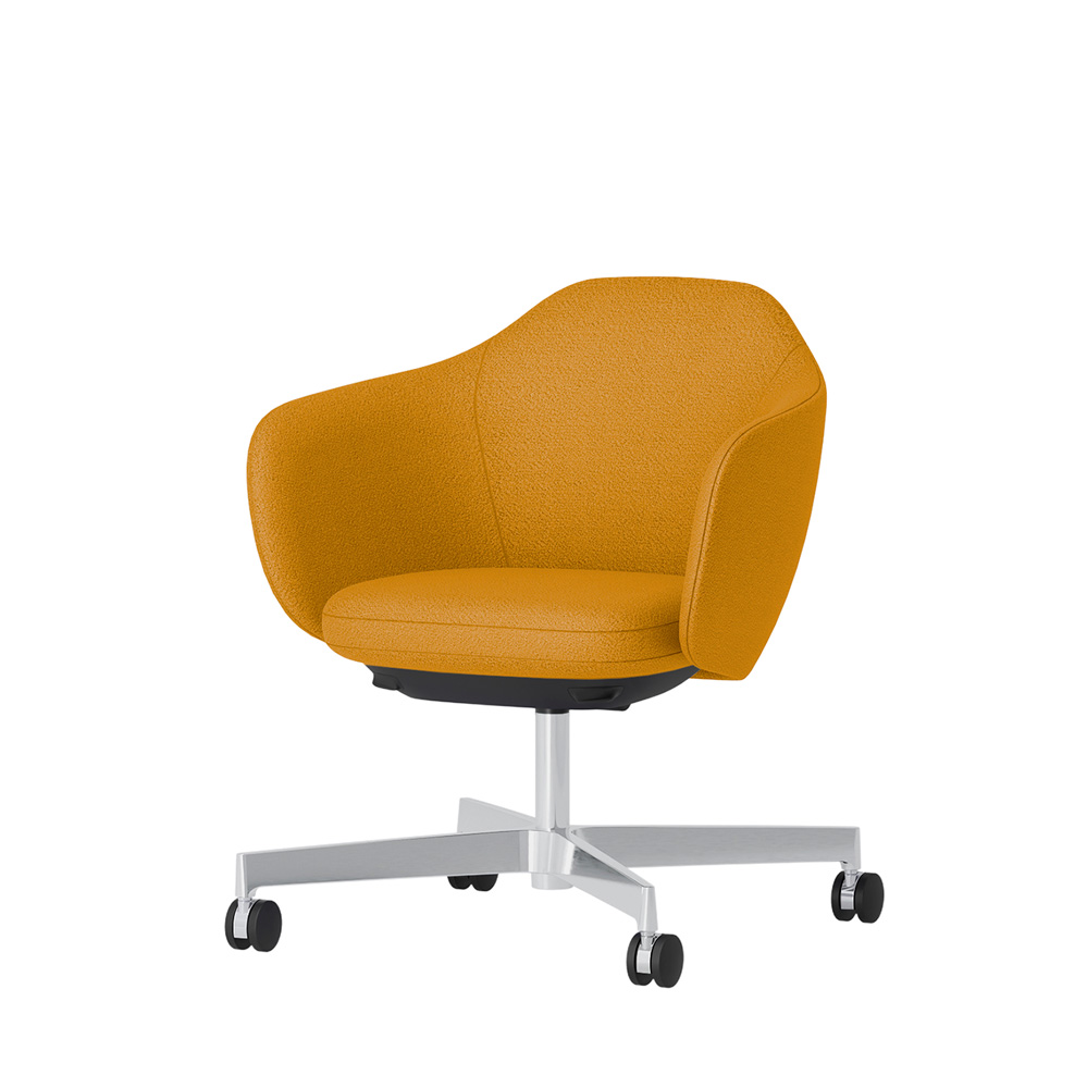 BIWA NST4KEM-GV310 low-type  (ロータイプ ) 4本昇降脚 TS / Fabric ( Kvadrat - Saxiion ) ナイロン双輪キャスター [ Leg: Z9/ Aliminium Mirror | Seat : 447 ]
