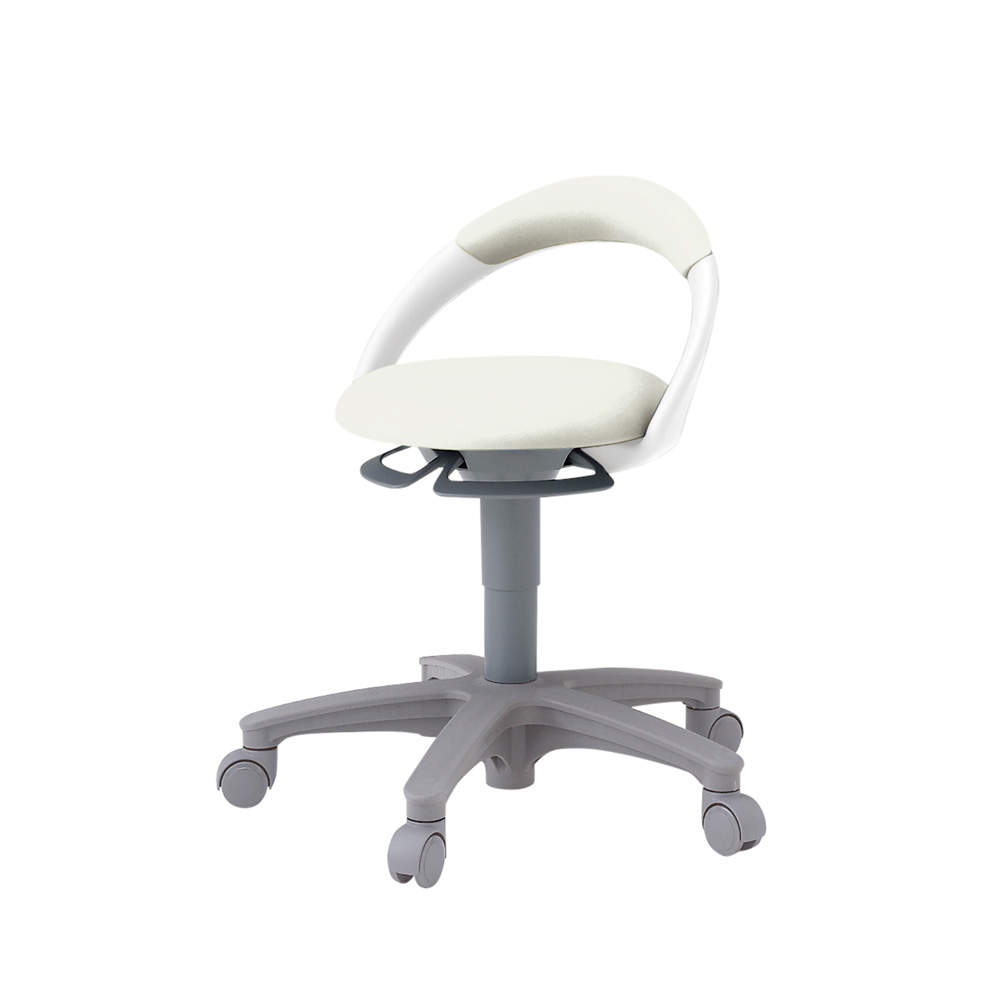 サポートスツール1100（背付/キャスター脚/ビニールレザー張り） ［オフホワイトC］