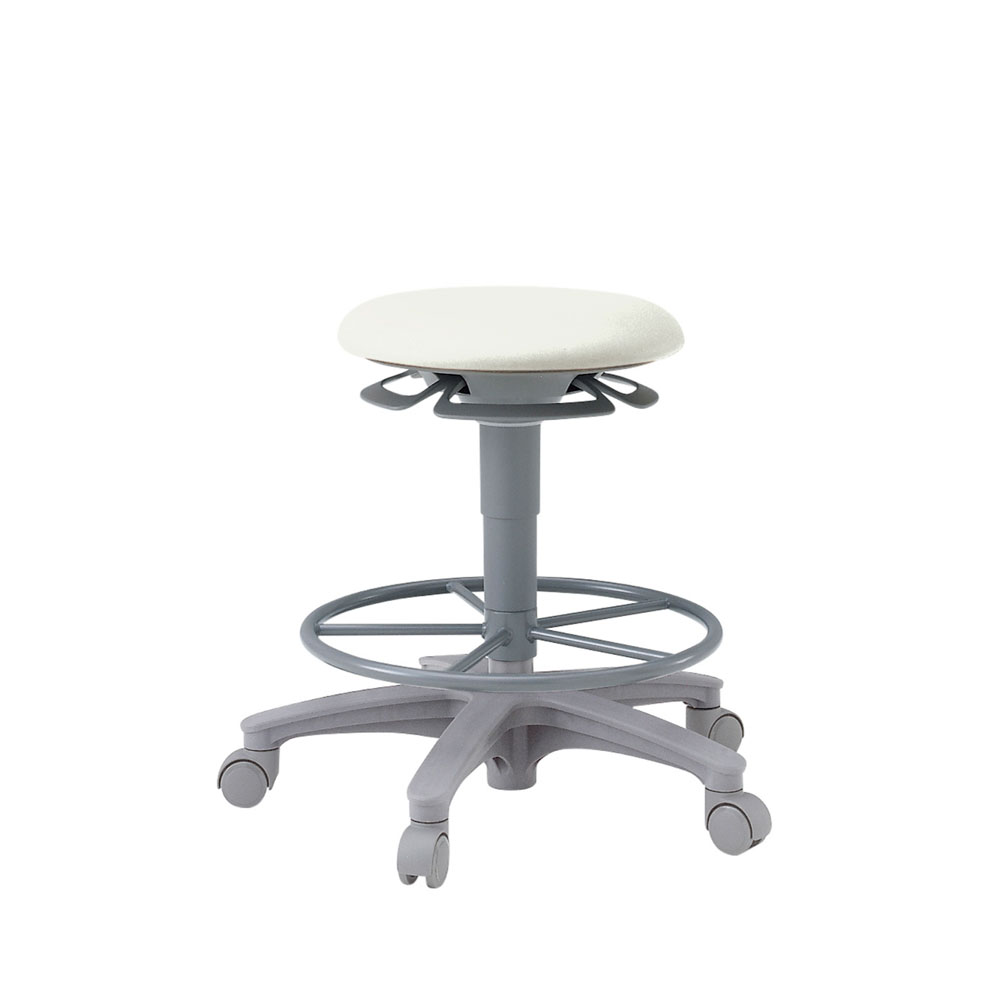 サポートスツール1106（背なし/足掛付/キャスター付/ビニールレザー張り） ［オフホワイトC］