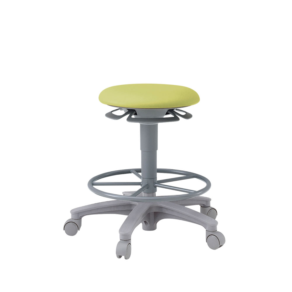 サポートスツール1106（背なし/足掛付/キャスター付/ビニールレザー張り） ［アボカドグリーン］