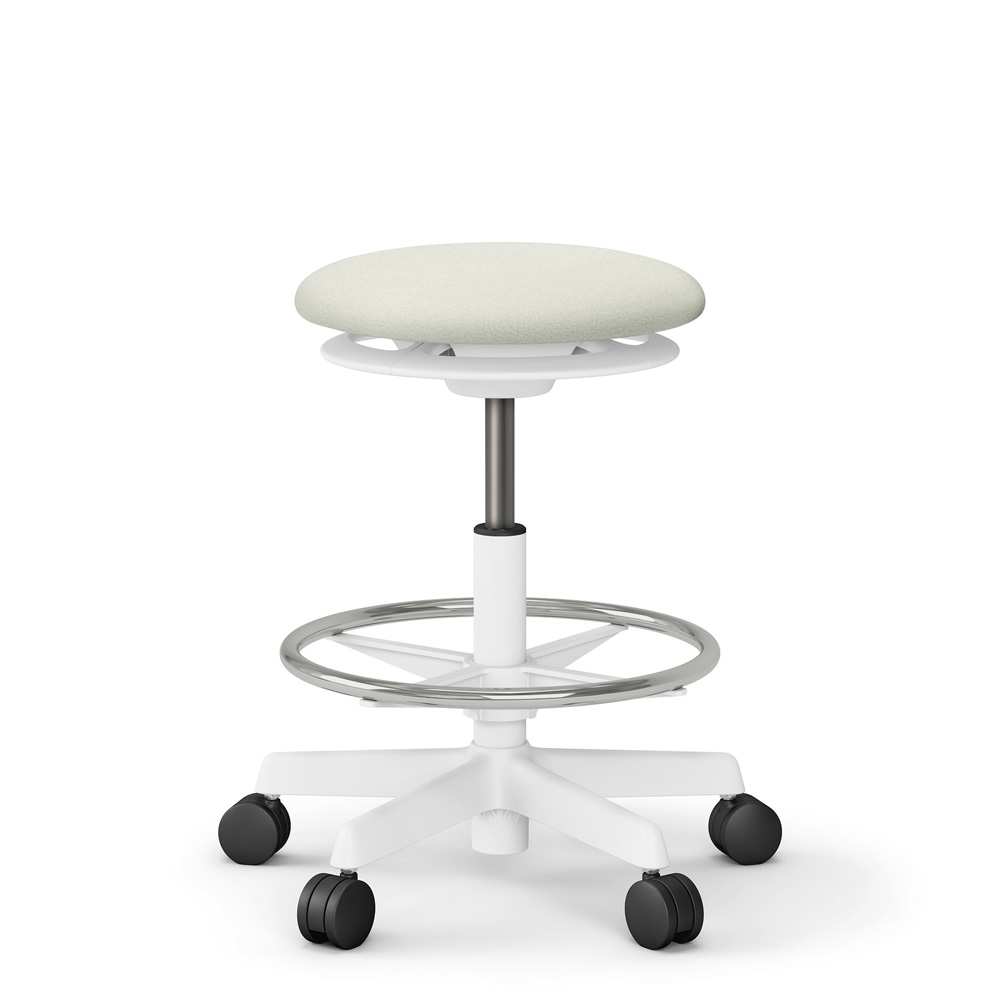 【新品】guzzini グッチーニスツール ホワイト 椅子2脚セット サポートスツールS PCK-601DLP-W9C8 ナイロン双輪キャスター 張地