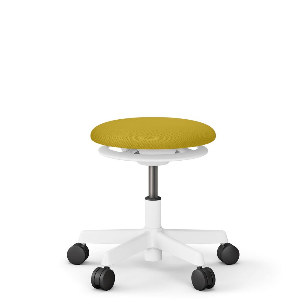 サポートスツールS PCK-601PV-W9U5 ナイロン双輪キャスター 張地:PV張地（VIRALOFF） [  ボディーカラー: W9 / ホワイトW ・ 張地カラー: U5 / ストロングイエロー ]