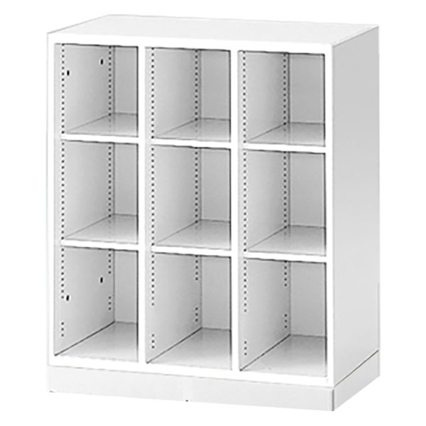 シンラインキャビネットA4シリーズ H890タイプ EHFM-098LC1-W9  3列オープン棚型 ベース付/下段用 ［W9/ホワイト］