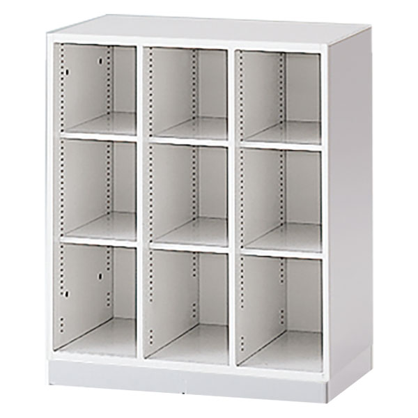 シンラインキャビネットA4シリーズ H890タイプ EHFM-098LC1-WE  3列オープン棚型 ベース付/下段用 ［WE/ホワイトグレー］