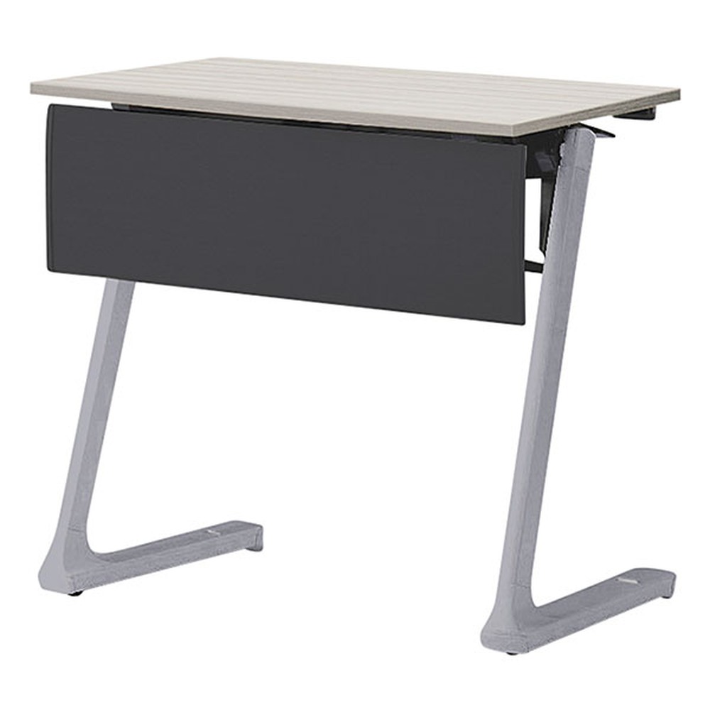 折りたたみテーブル レスパス ブラック幕板付 棚付 750×450mm ［脚：シルバーメタリック/天板：アッシュドパインL］ THT-074KS1-ZH