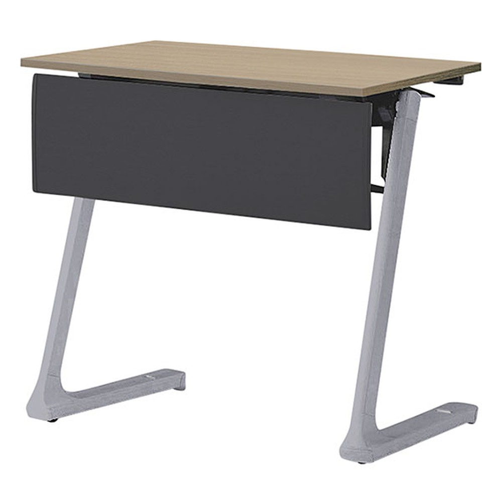 折りたたみテーブル レスパス ブラック幕板付 棚付 750×450mm ［脚：シルバーメタリック/天板：アッシュドオークM］ THT-074KS1-ZM