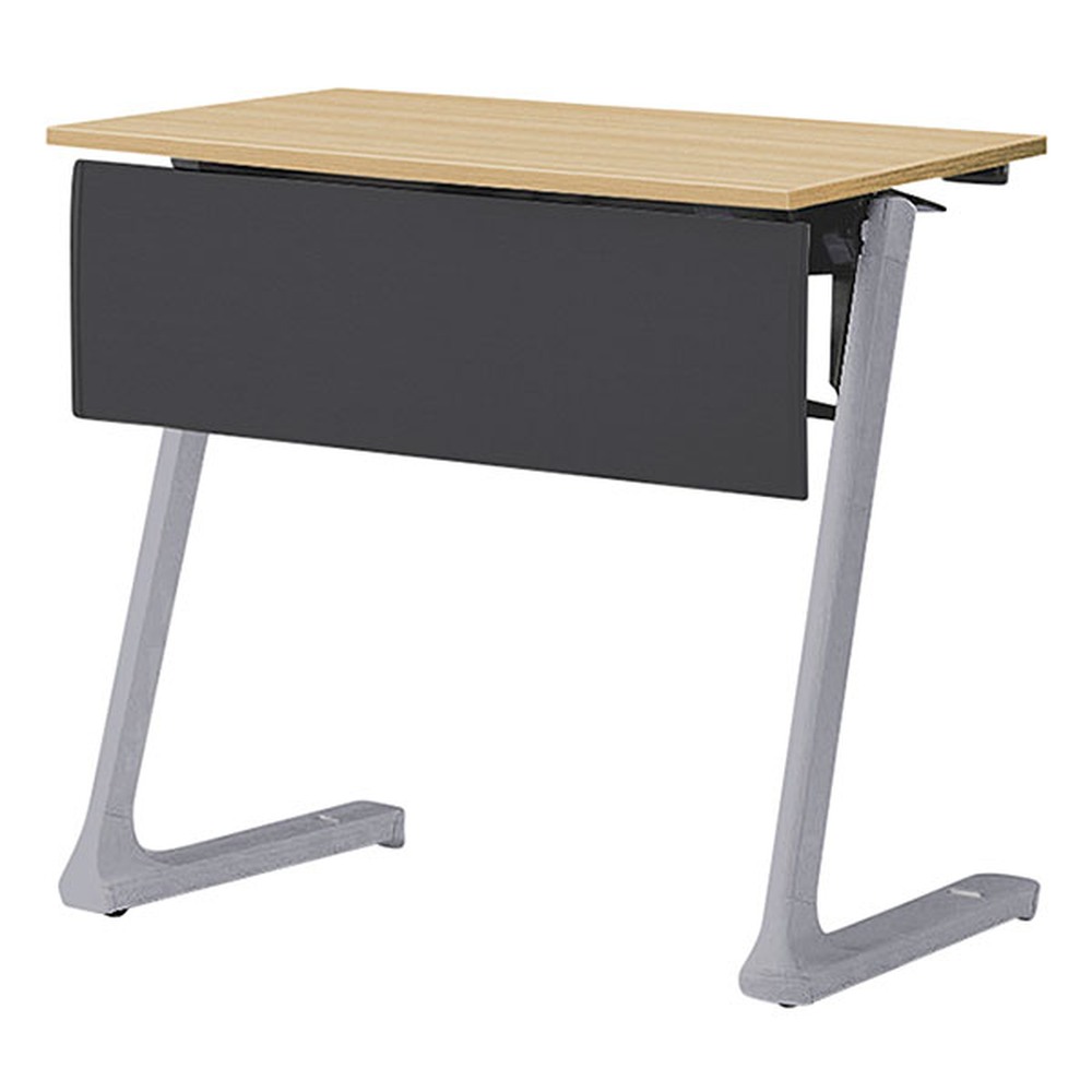 折りたたみテーブル レスパス ブラック幕板付 棚付 750×450mm ［脚：シルバーメタリック/天板：ホワイトオークM］ THT-074KS1-ZX