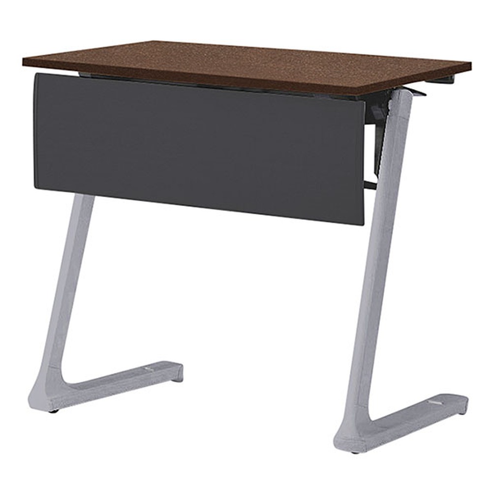 折りたたみテーブル レスパス ブラック幕板付 棚付 750×450mm ［脚：シルバーメタリック/天板：ブラックウォールナットD］ THT-074KS1-ZY