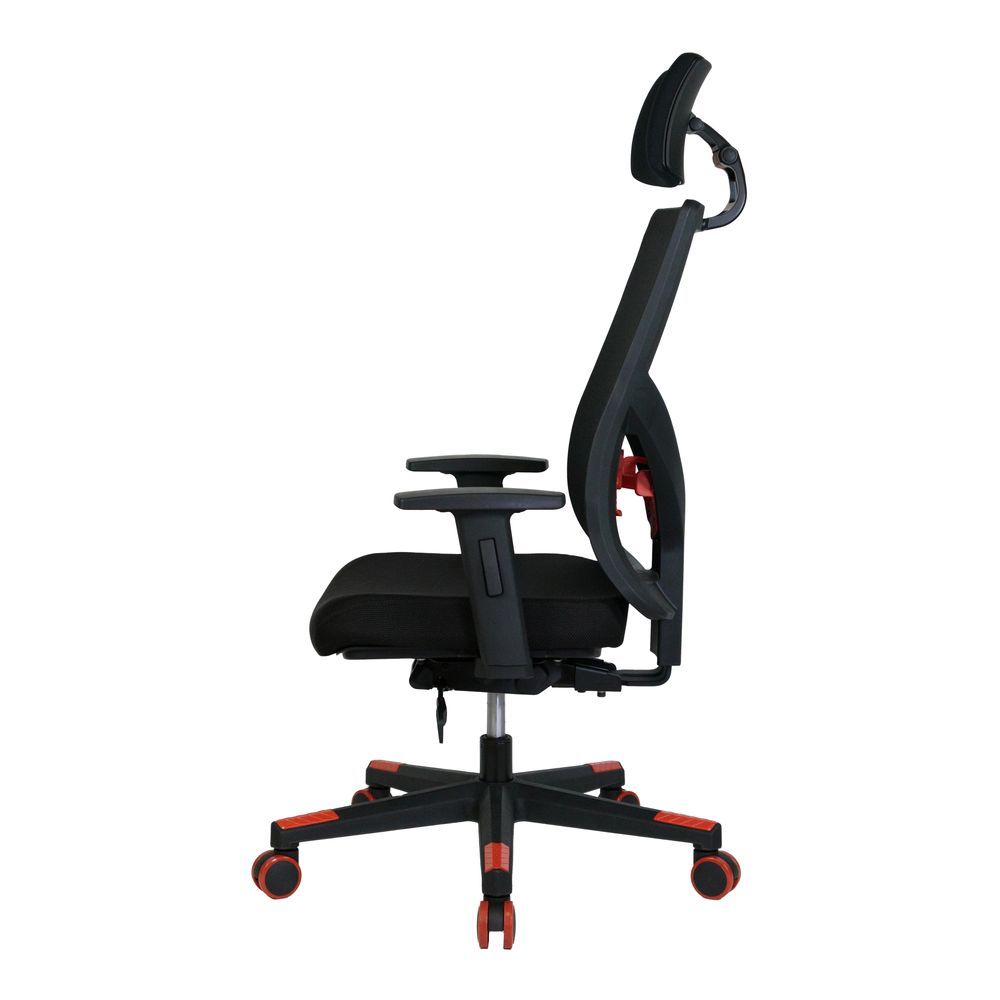 エンダストチェア 1Dアーム ヘッドレスト付 座面ソフト ［レッド］ YED-R7SRRR