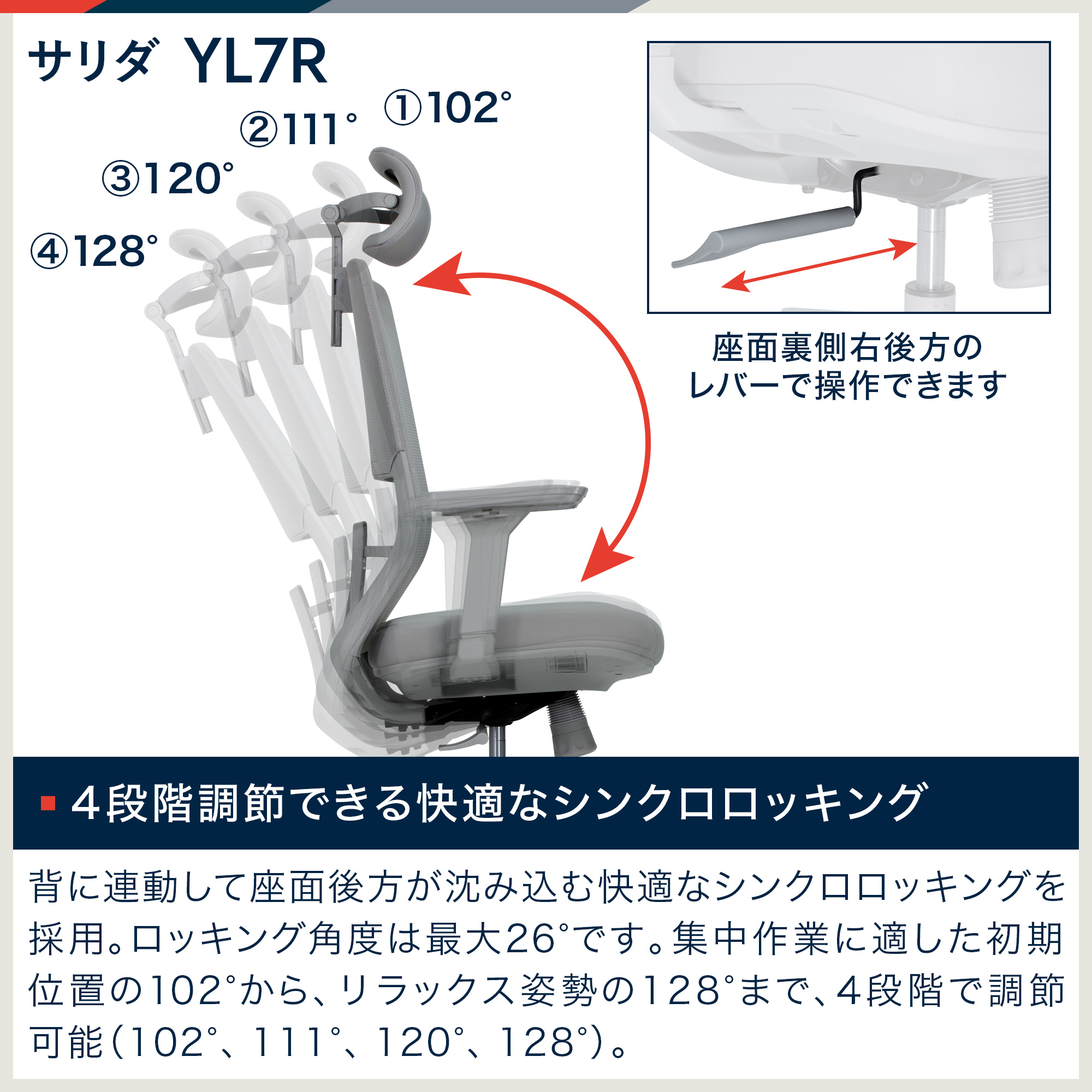 サリダ YL7R YL7R-GGR-HAEL ヘッドレスト 肘付［ グレー ］