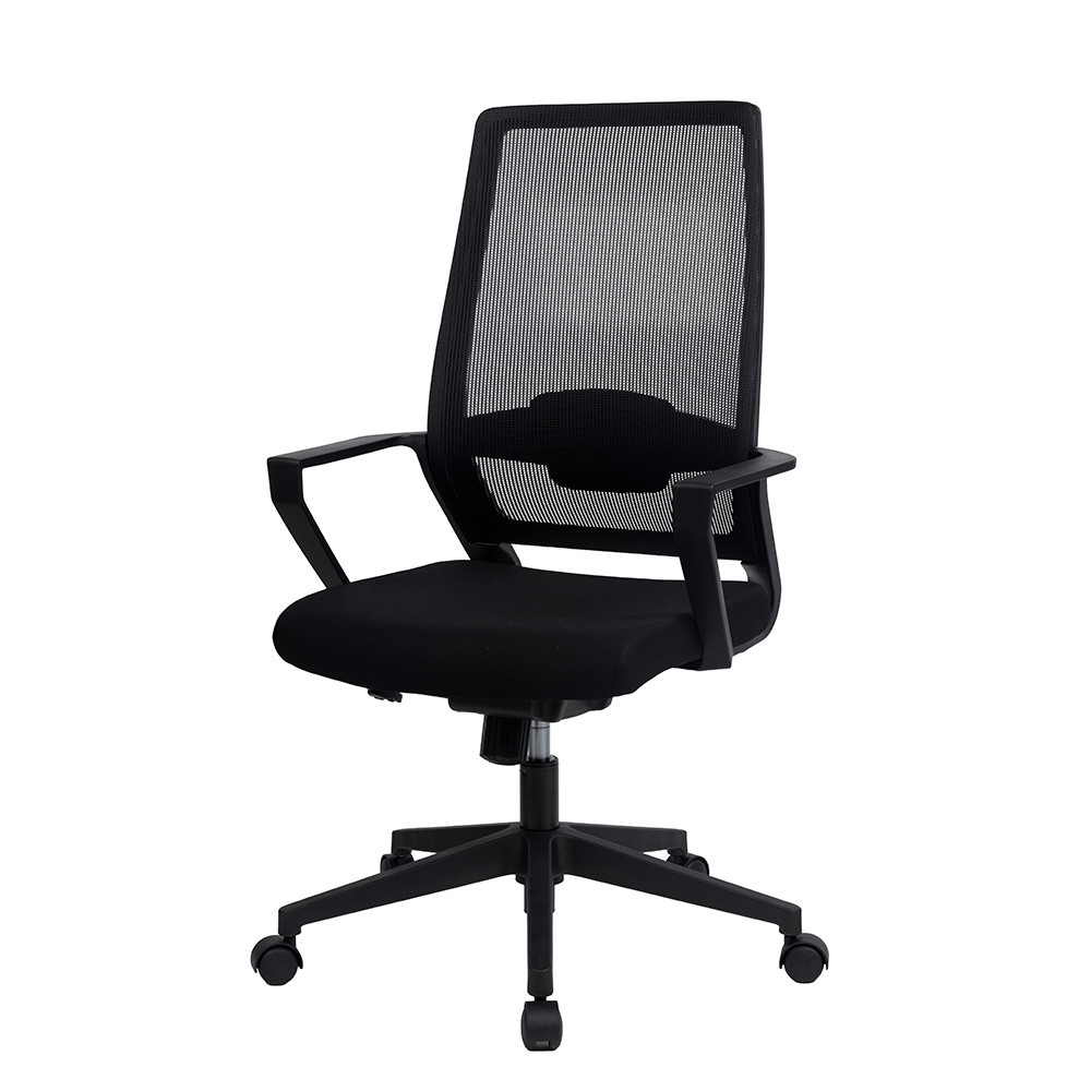 WAチェア YWA-BL-BLハイバック 固定肘 [ フレームカラー: ブラック ・ 張地カラー: ブラック ]