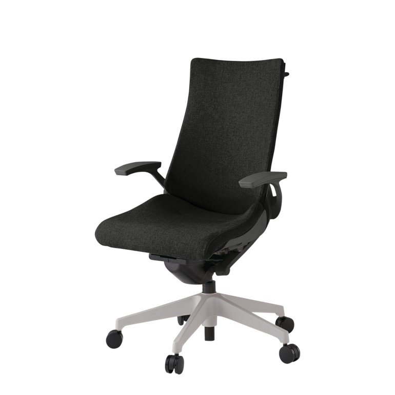 アクトチェア KG-435SAHM1T1T1 テクスチャードクロス ハイバック 樹脂脚 T字肘  ハンガー 抵抗付ウレタン双輪キャスター ［T1×T1/ブラックT］