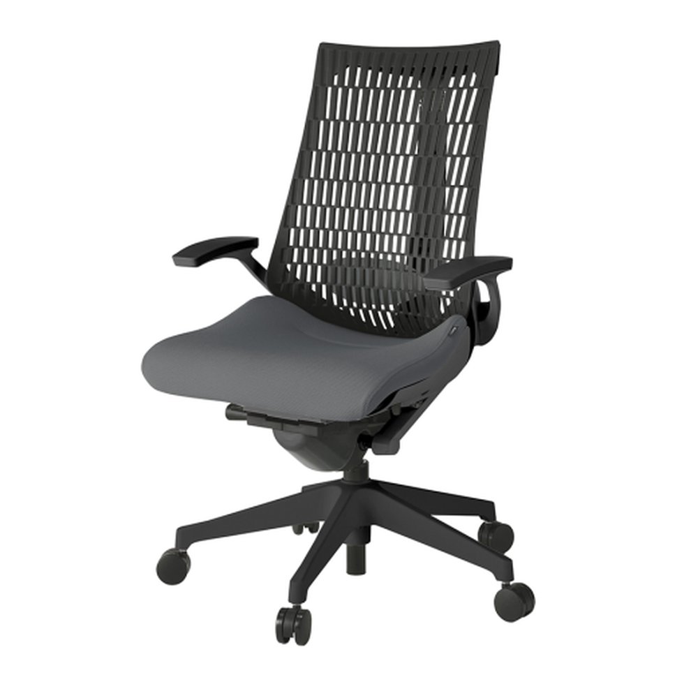 アクトチェア エラストマーバック KG425SC-MT1T3T1 固定肘 ランバーサポート付 ベースカラー：T1 樹脂脚 抵抗付ウレタン双輪キャスター ［座×背：T3T1］