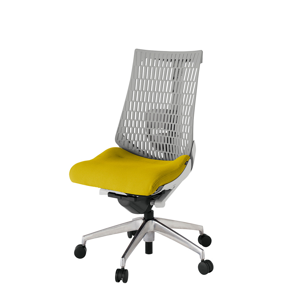 アクト2 KJ420PS-ZNU5T6 エラストマバック プレーン ランバーサポート ナイロンキャスター[ ベースカラー: ZN 張地カラー: U5 / ストロングイエロー  ]