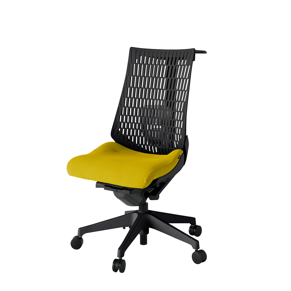 アクト2 KJ420PSHT1U5T1 エラストマバック プレーン ランバーサポート ハンガーナイロンキャスター[ ベースカラー: T1 張地カラー: U5 / ストロングイエロー  ]