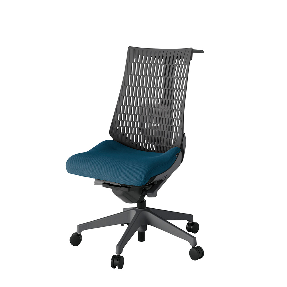 アクト2 KJ420PSHW2N3W2 エラストマバック プレーン ランバーサポート ハンガーナイロンキャスター[ ベースカラー: W2 張地カラー: N3 / ライトインディゴ  ]