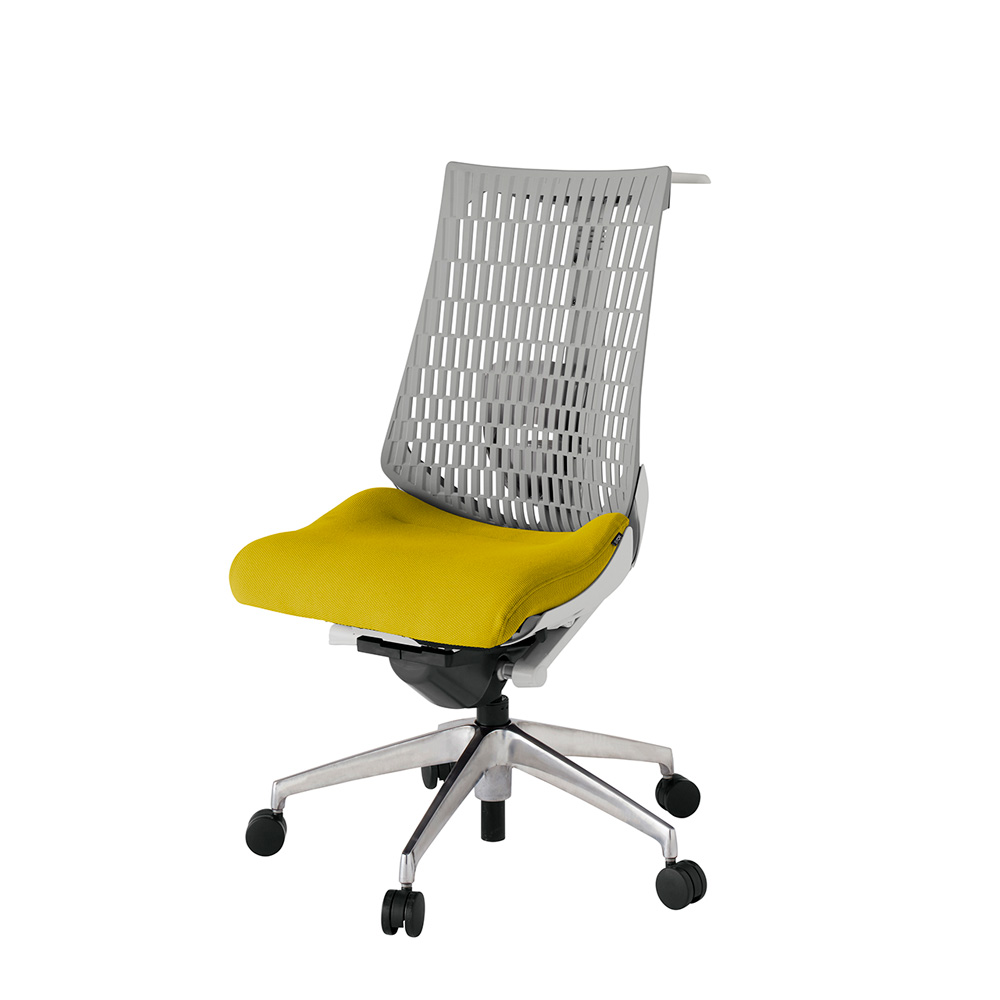 アクト2 KJ420PSHZNU5T6 エラストマバック プレーン ランバーサポート ハンガーナイロンキャスター[ ベースカラー: ZN 張地カラー: U5 / ストロングイエロー  ]