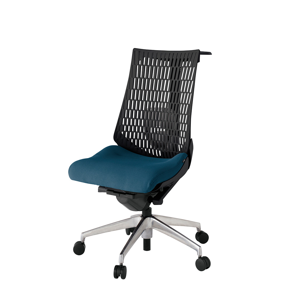 アクト2 KJ420PSHZTN3T1 エラストマバック プレーン ランバーサポート ハンガーナイロンキャスター[ ベースカラー: ZT 張地カラー: N3 / ライトインディゴ  ]