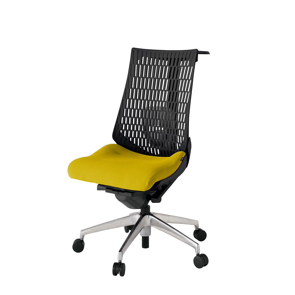 アクト2 KJ420PSHZTU5T1 エラストマバック プレーン ランバーサポート ハンガーナイロンキャスター[ ベースカラー: ZT 張地カラー: U5 / ストロングイエロー  ]