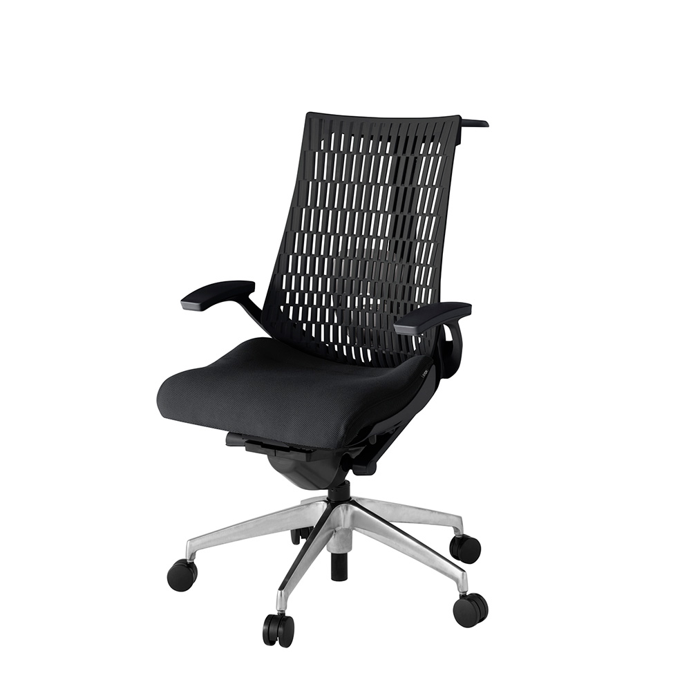 アクト2 KJ425PSHZTT1T1 エラストマバック プレーン ランバーサポート 固定肘 ハンガーナイロンキャスター[ ベースカラー: ZT 張地カラー: T1 / ブラック  ]