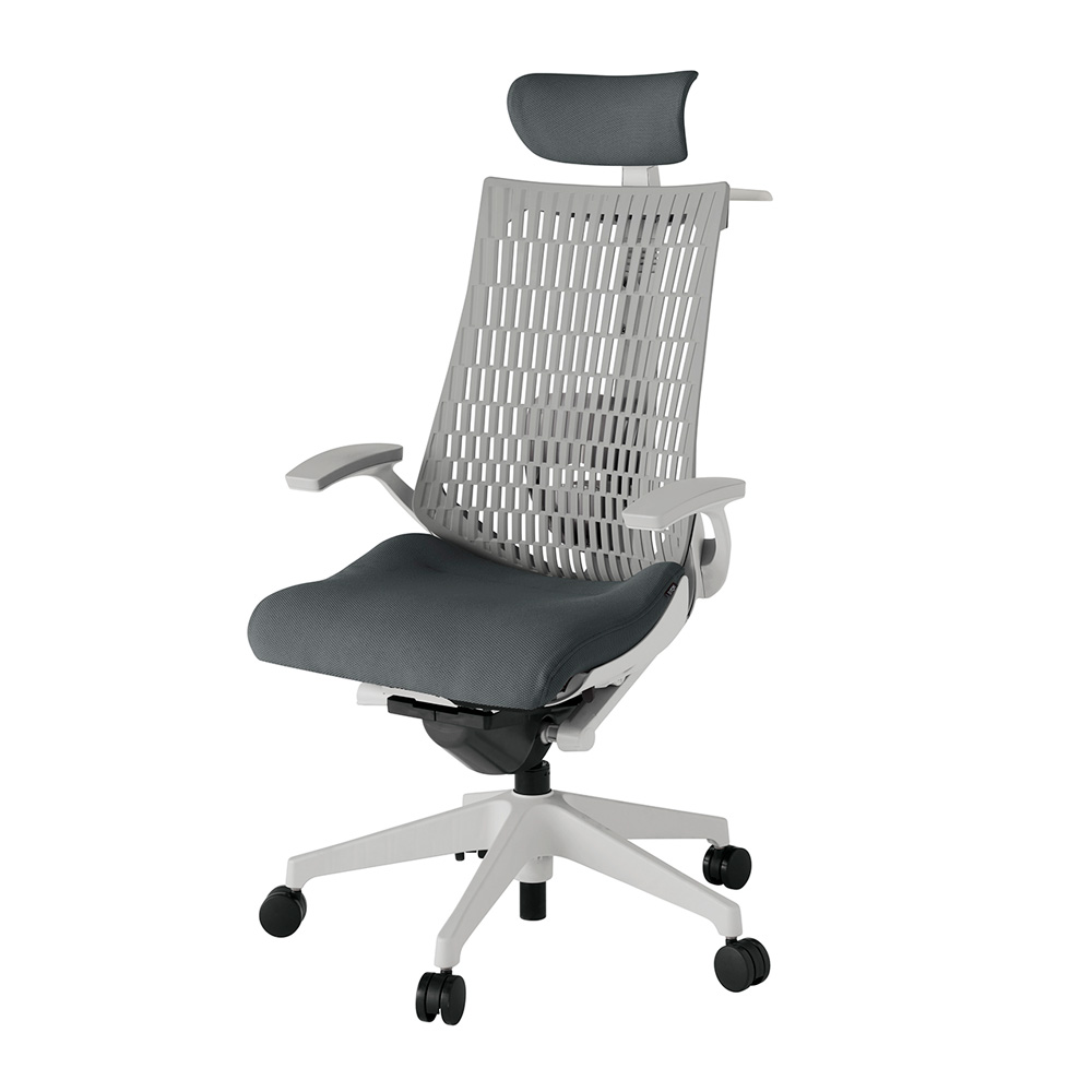 アクト2 KJ425PSXGNC3T6 エラストマバック プレーン ランバーサポート 固定肘 ヘッドサポート ( クロス ) ハンガー ナイロンキャスター[ ベースカラー: GN 張地カラー: C3 / ダークグレー  ]