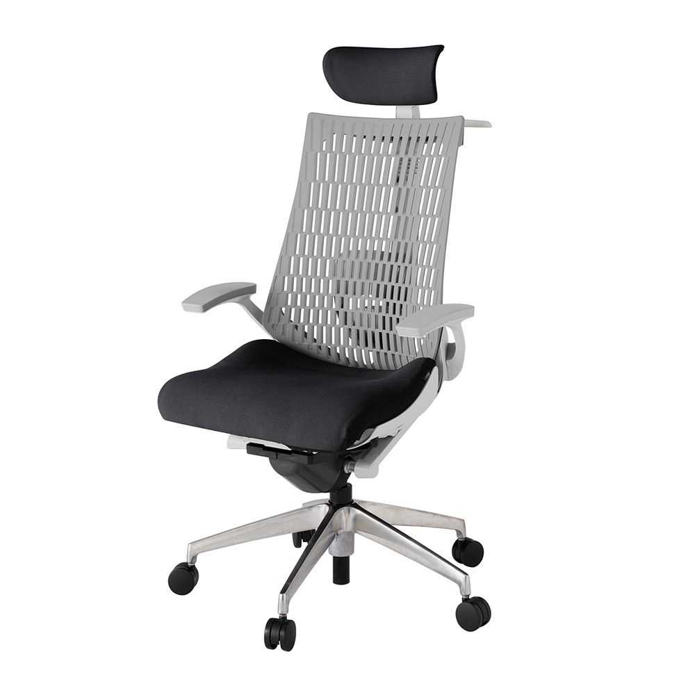 アクト2 KJ425PSXZNT1T6 エラストマバック プレーン ランバーサポート 固定肘 ヘッドサポート ( クロス ) ハンガー ナイロンキャスター[ ベースカラー: ZN 張地カラー: T1 / ブラック  ]