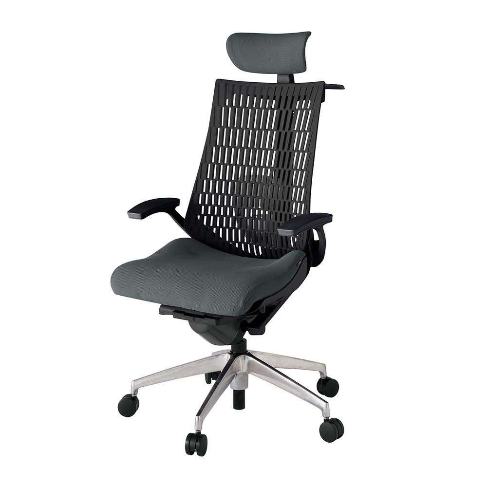 アクト2 KJ425PSXZTC3T1 エラストマバック プレーン ランバーサポート 固定肘 ヘッドサポート ( クロス ) ハンガー ナイロンキャスター[ ベースカラー: ZT 張地カラー: C3 / ダークグレー  ]