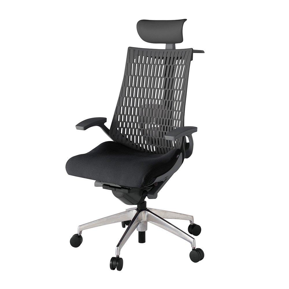 アクト2 KJ425PSYZDT1W2 エラストマバック プレーン ランバーサポート 固定肘 ヘッドサポート ( ビニール ) ハンガー ナイロンキャスター[ ベースカラー: ZD 張地カラー: T1 / ブラック  ]