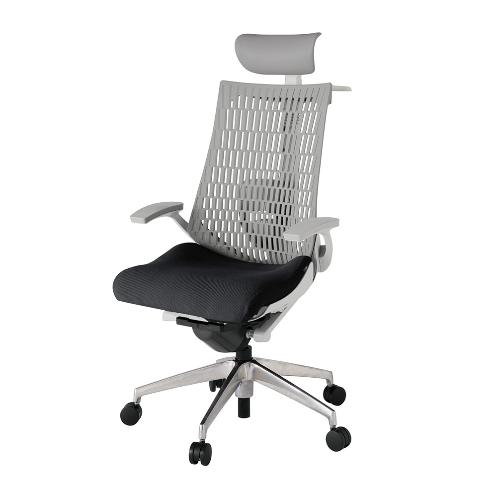 アクト2 KJ425PSYZNT1T6 エラストマバック プレーン ランバーサポート 固定肘 ヘッドサポート ( ビニール ) ハンガー ナイロンキャスター[ ベースカラー: ZN 張地カラー: T1 / ブラック  ]