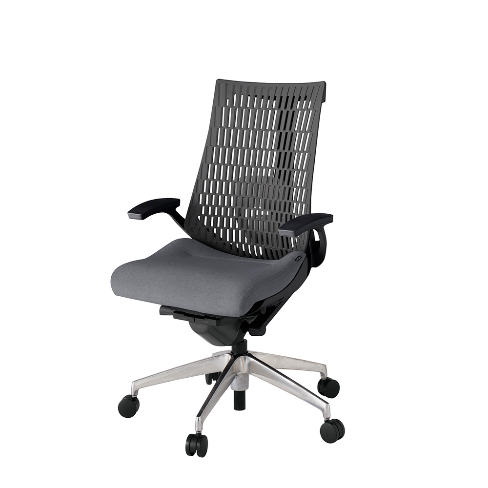 アクト2 KJ425SA-ZTT3W2 エラストマバック テクスチャード ランバーサポート 固定肘 ナイロンキャスター [ ベースカラー: ZT 張地カラー: T3W2 / ダークグレー  ]
