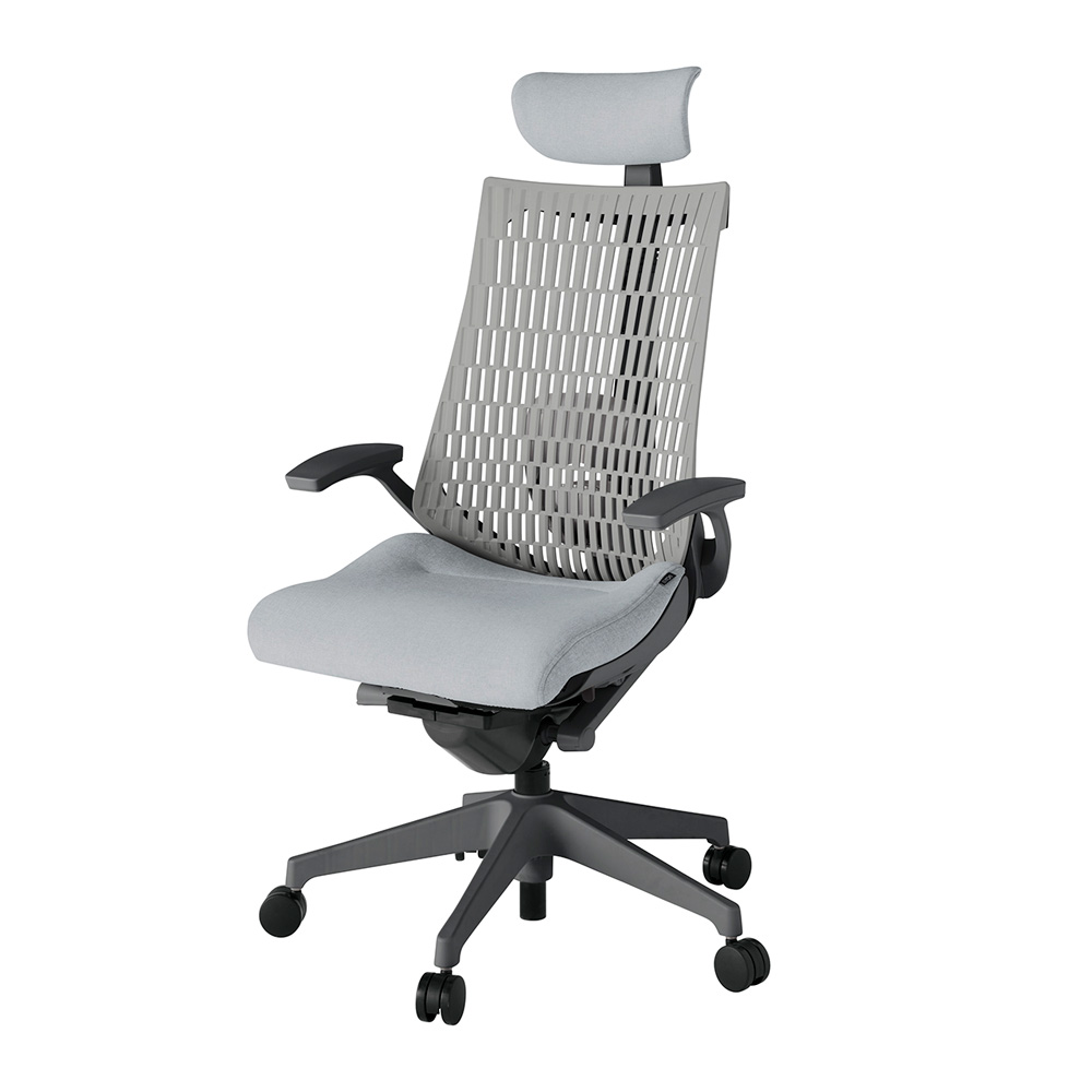 アクト2 KJ425SAEW2T7T6 エラストマバック テクスチャード ランバーサポート 固定肘 ヘッドサポート ( クロス ) ナイロンキャスター [ ベースカラー: W2 張地カラー: T7T6 / ホワイトグレー  ]