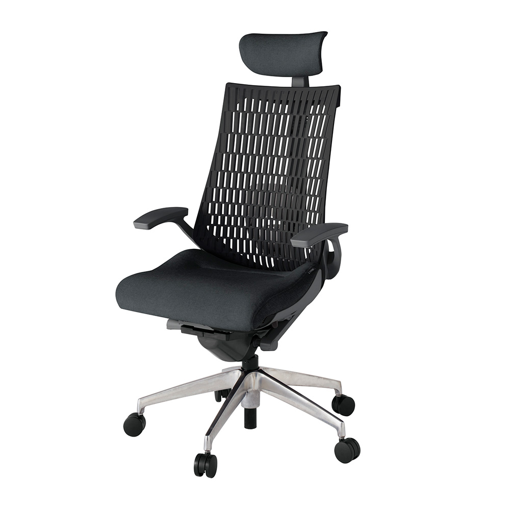 アクト2 KJ425SAEZDT1T1 エラストマバック テクスチャード ランバーサポート 固定肘 ヘッドサポート ( クロス ) ナイロンキャスター [ ベースカラー: ZD 張地カラー: T1T1 / ブラック  ]