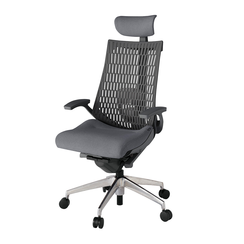 アクト2 KJ425SAEZDT3W2 エラストマバック テクスチャード ランバーサポート 固定肘 ヘッドサポート ( クロス ) ナイロンキャスター [ ベースカラー: ZD 張地カラー: T3W2 / ダークグレー  ]