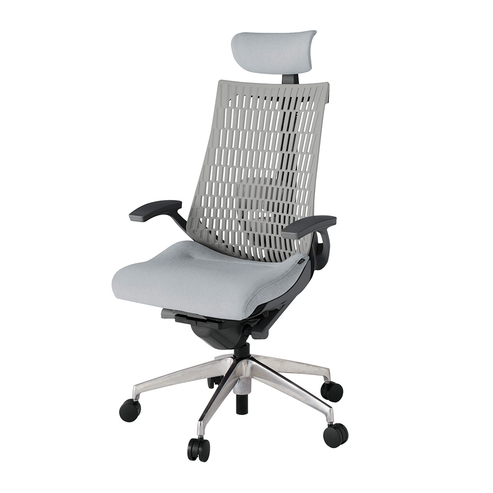 アクト2 KJ425SAEZDT7T6 エラストマバック テクスチャード ランバーサポート 固定肘 ヘッドサポート ( クロス ) ナイロンキャスター [ ベースカラー: ZD 張地カラー: T7T6 / ホワイトグレー  ]