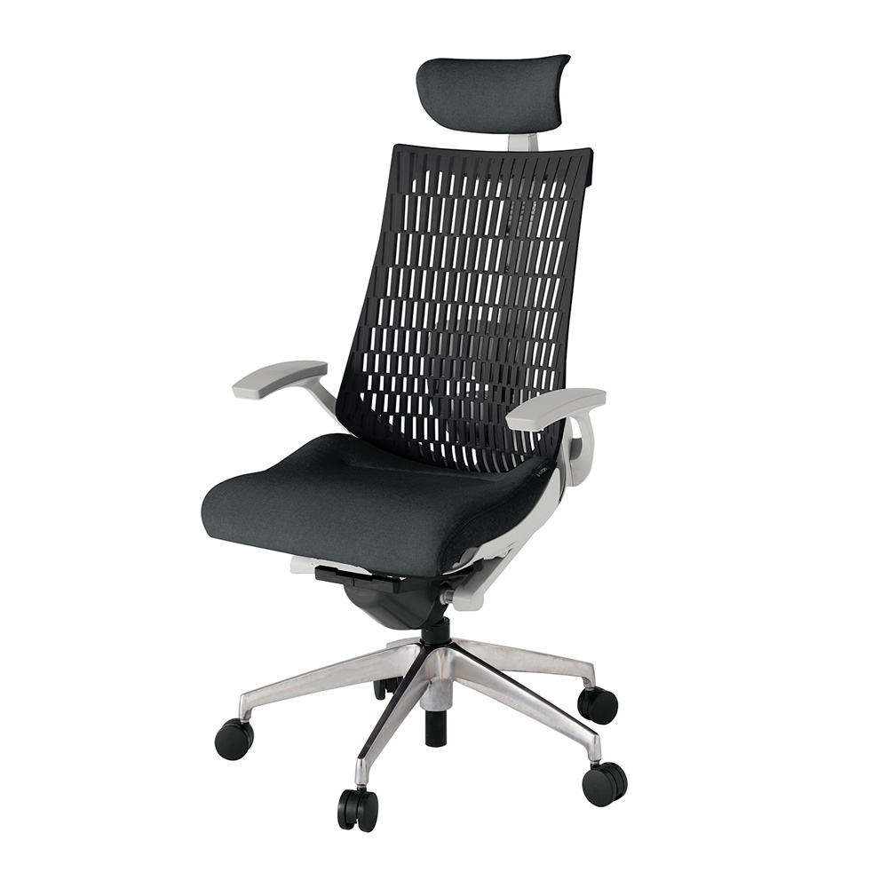 アクト2 KJ425SAEZNT1T1 エラストマバック テクスチャード ランバーサポート 固定肘 ヘッドサポート ( クロス ) ナイロンキャスター [ ベースカラー: ZN 張地カラー: T1T1 / ブラック  ]