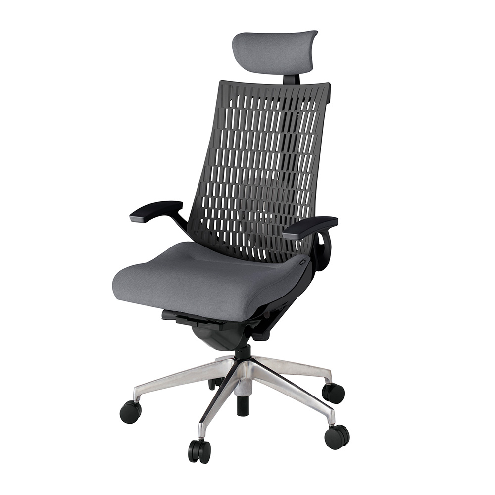 アクト2 KJ425SAEZTT3W2 エラストマバック テクスチャード ランバーサポート 固定肘 ヘッドサポート ( クロス ) ナイロンキャスター [ ベースカラー: ZT 張地カラー: T3W2 / ダークグレー  ]