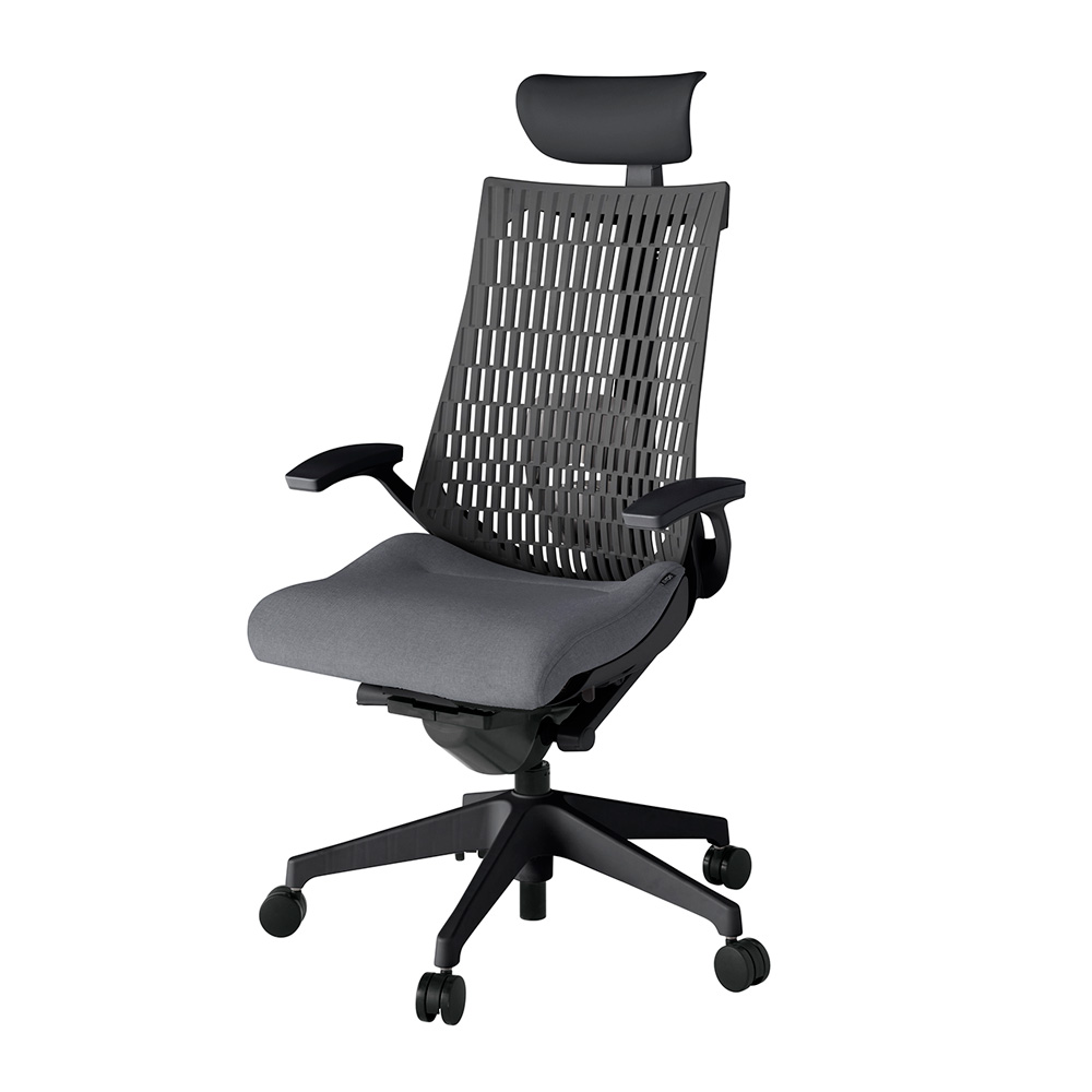 アクト2 KJ425SAFT1T3W2 エラストマバック テクスチャード ランバーサポート 固定肘 ヘッドサポート ( ビニール ) ナイロンキャスター [ ベースカラー: T1 張地カラー: T3W2 / ダークグレー  ]