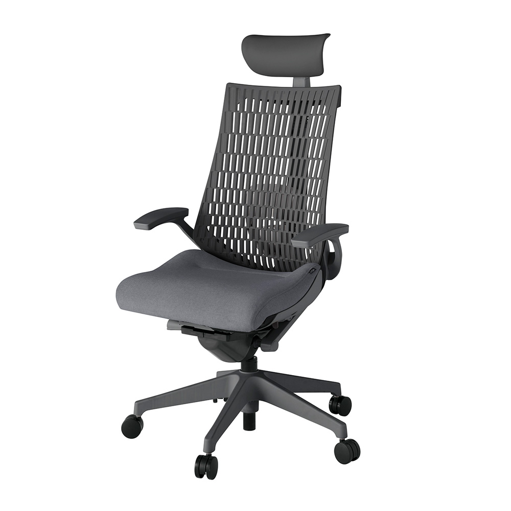 アクト2 KJ425SAFW2T3W2 エラストマバック テクスチャード ランバーサポート 固定肘 ヘッドサポート ( ビニール ) ナイロンキャスター [ ベースカラー: W2 張地カラー: T3W2 / ダークグレー  ]