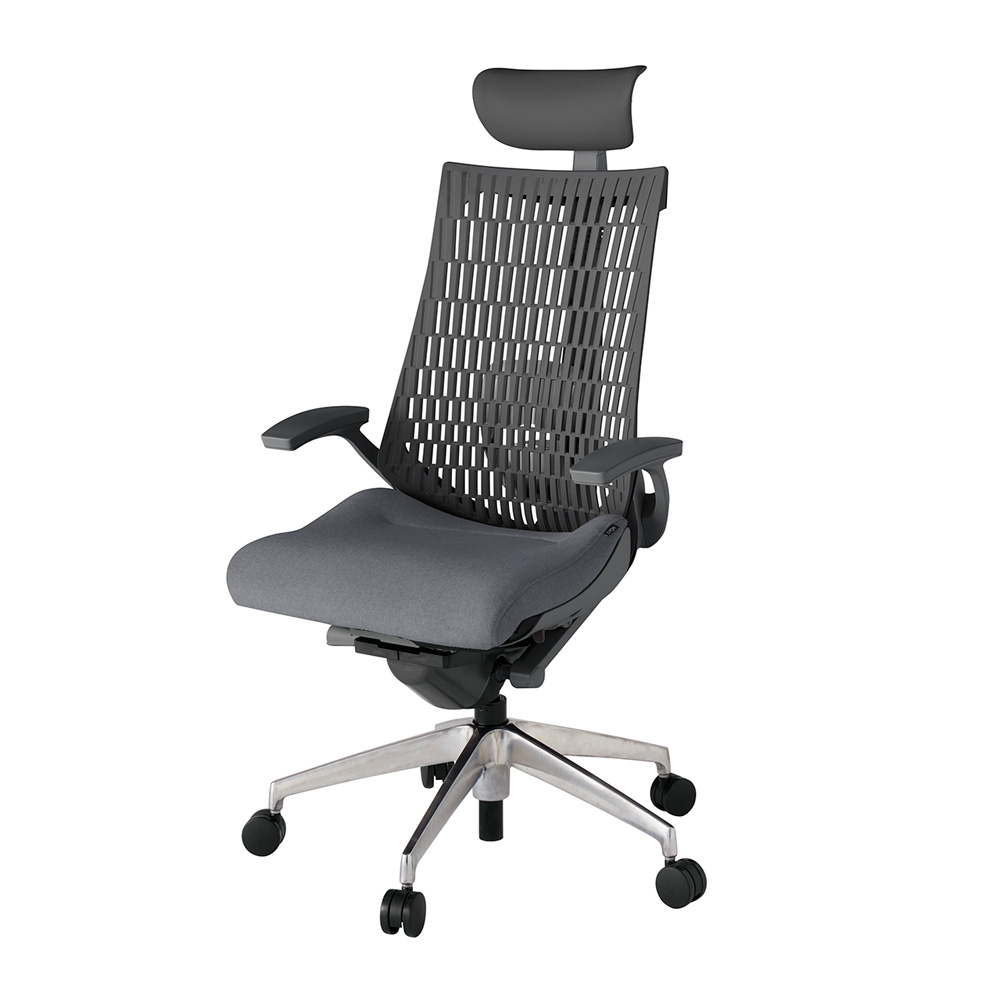 アクト2 KJ425SAFZDT3W2 エラストマバック テクスチャード ランバーサポート 固定肘 ヘッドサポート ( ビニール ) ナイロンキャスター [ ベースカラー: ZD 張地カラー: T3W2 / ダークグレー  ]