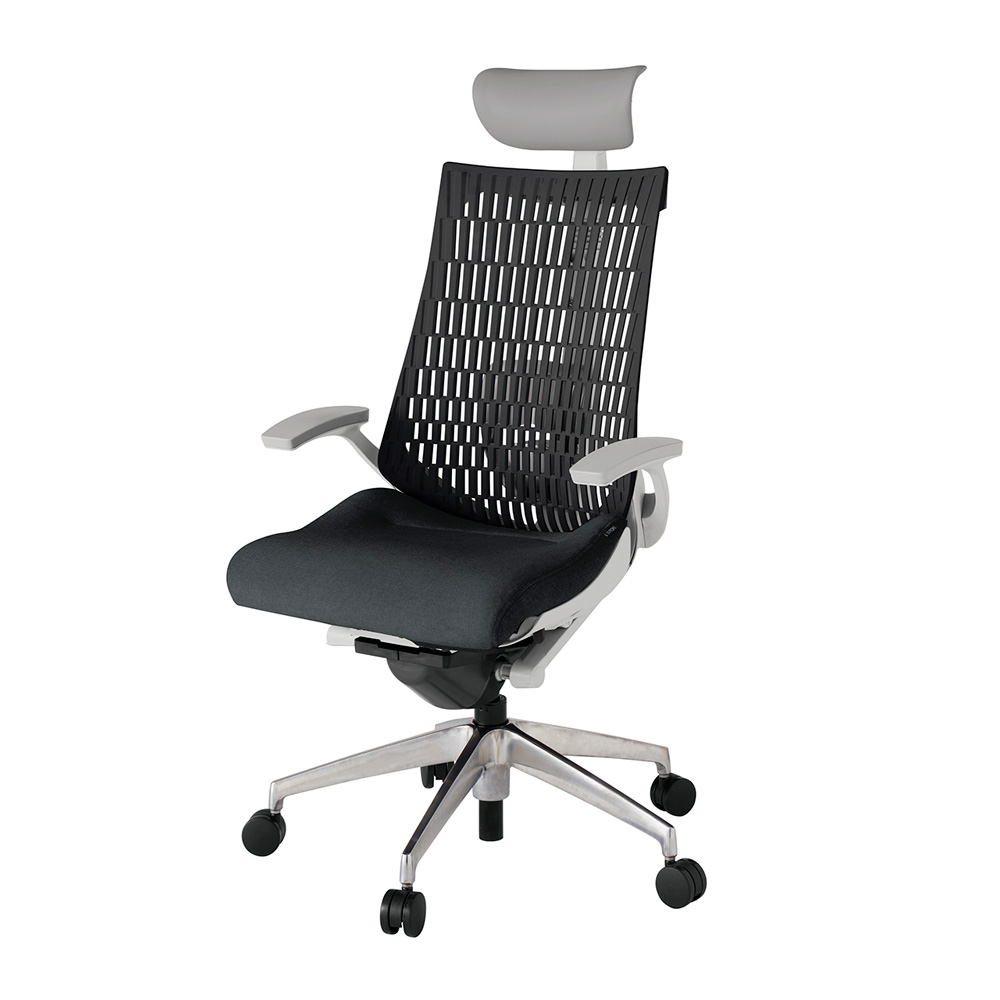 アクト2 KJ425SAFZNT1T1 エラストマバック テクスチャード ランバーサポート 固定肘 ヘッドサポート ( ビニール ) ナイロンキャスター [ ベースカラー: ZN 張地カラー: T1T1 / ブラック  ]