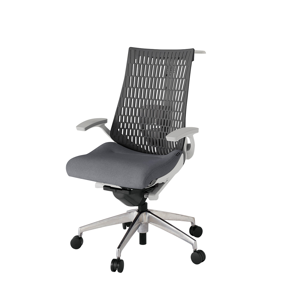 アクト2 KJ425SAHZNT3W2 エラストマバック テクスチャード ランバーサポート 固定肘 ハンガーナイロンキャスター [ ベースカラー: ZN 張地カラー: T3W2 / ダークグレー  ]